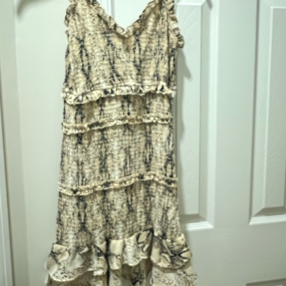 Ruffled Sleeveless Dress in Cream and Black, never worn! Absolutely adorable.